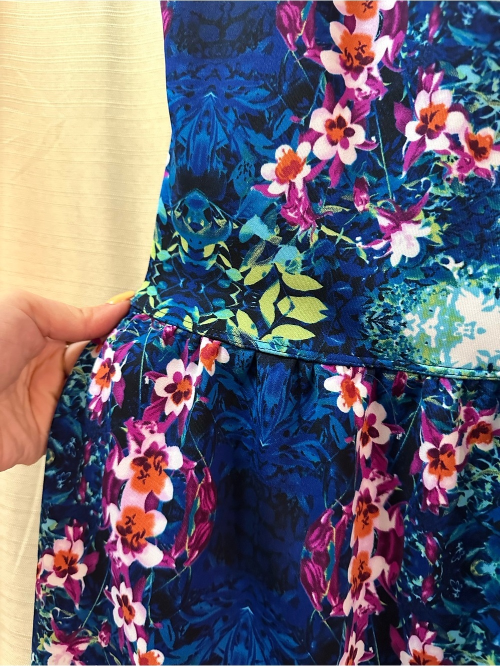 Cynthia Rowley Blue Floral Fit & Flare Sleeveless Dress Size 10 Stretch - Picture 6 of 8